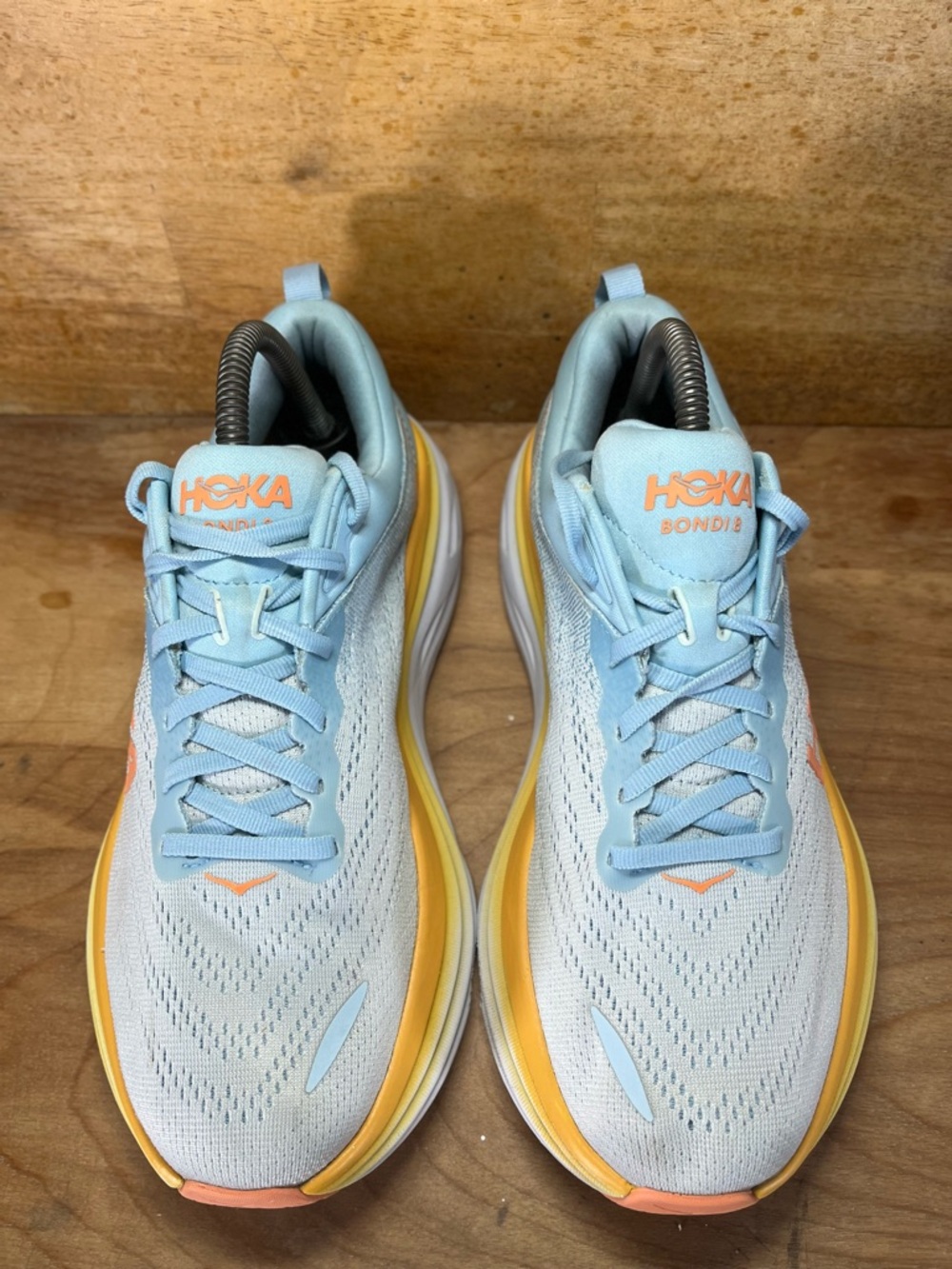 Hoka One One Bondi 8 Womens Size 9 Wide Running Shoes Sneakers Blue Yellow - Picture 3 of 14